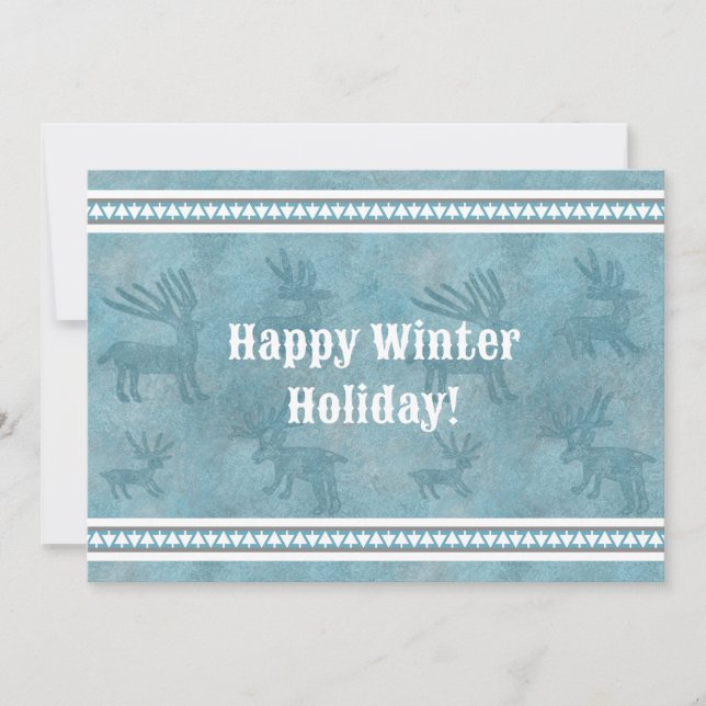 Cartões de natal plano azul-cervo sudoeste (Frente)