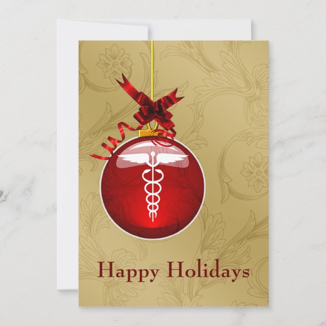 cartões de Natal profissão médica sinal caduceu (Frente)