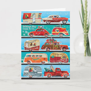 Cartões de Natal Retro de Campers, Campers, Camper