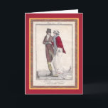 Cartões de Natal Românticos De Estilo Vintage Com<br><div class="desc">Patinação de casal elegante. O título da gravura é "o aluno temível".</div>