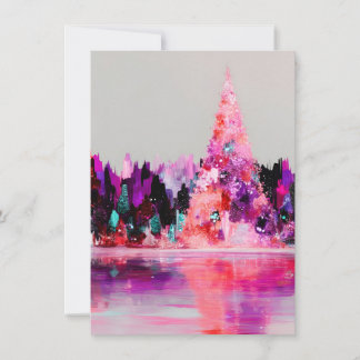 Cartões de Natal Rosa e Roxo Abstratos Únicos