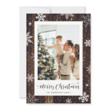 Cartões de Natal Rustic Wood Snowflake