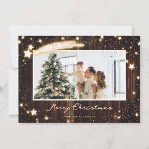 Cartões de Natal Rustic Wood Sparkly Star