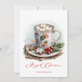 Cartões de Natal Rústicos de Chocolate Quente Pers