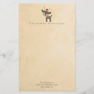 Cartões de natal Veados Em Um Chapéu Vermelho De S