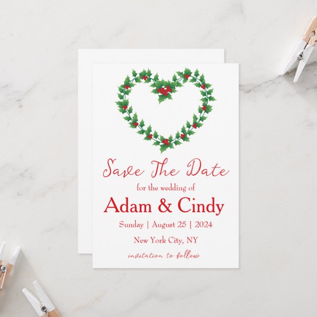 cartões de Natal vermelhos e verdes para salvar a  (Frente/Verso In Situ)