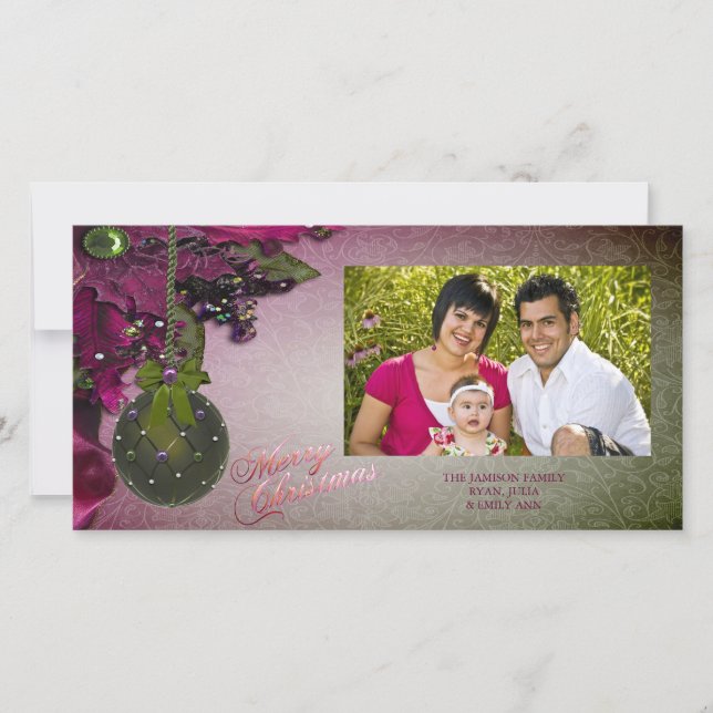 Cartões de Natal Vintage Red Green Photo (Frente)