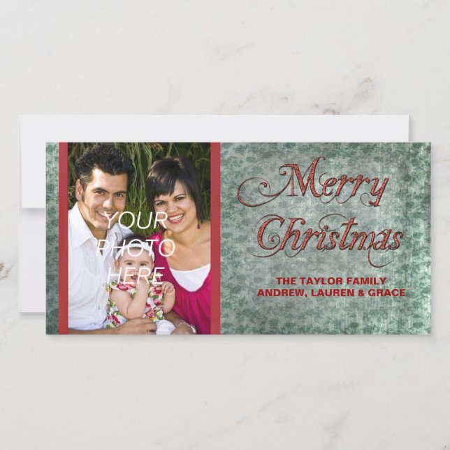 Cartões de Natal Vintage Red Green Photo (Frente)