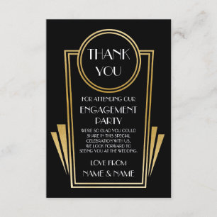 Cartões de Noivado e Casamento Art Deco Obrigado 2