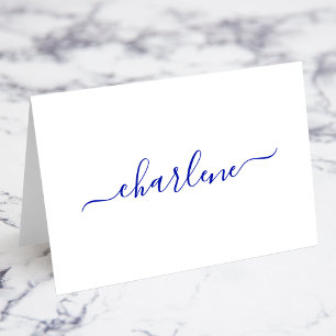 Cartões de Nome de Assinatura Elegantes Royal Blue