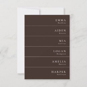 Cartões de Nome de Cadeira de Casamento Marrom Ele