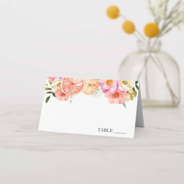 Cartões de Nome de Flores de Citrino Rosa (Frente)