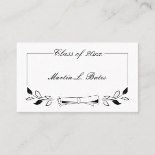 Cartões de nome de Formando preto Elegante Inserir
