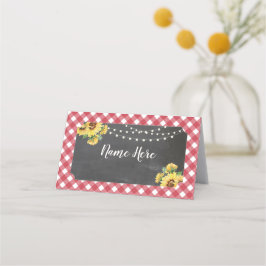 Cartões de Nome Dobrado de Girassol Branco Vermelh