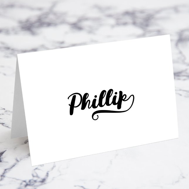 Cartões de Nome e Local com Script Bold Brush P Sw (Bold Brush Script P Swash Name Place Cards)