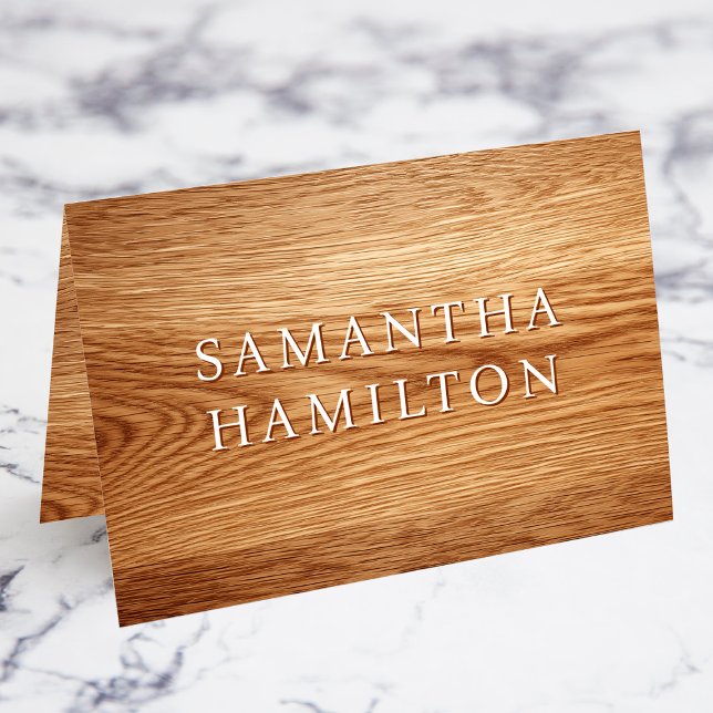 Cartões de Nome e Local de Carvalho Branco Falso (Faux Oak Wood White Name Place Cards)