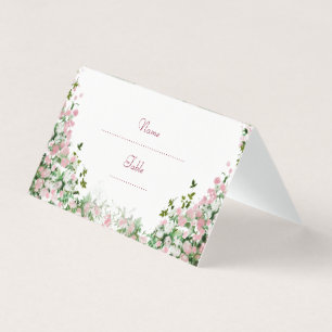 Cartões de Nome e Local Dobrados Florais Rosa Poét