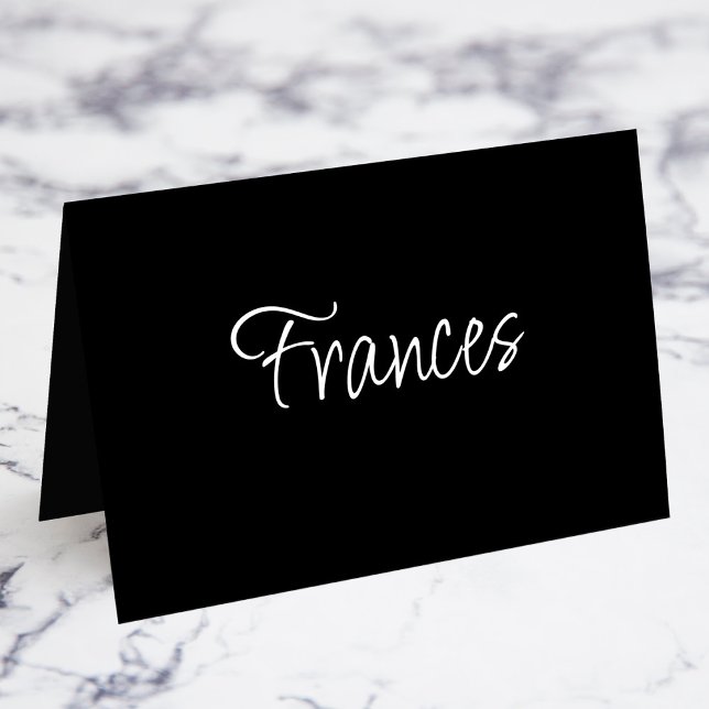 Cartões de Nome Individual com Letra Moderna BW (BW Modern Script Individual First Name Fold Your Own Place Cards)
