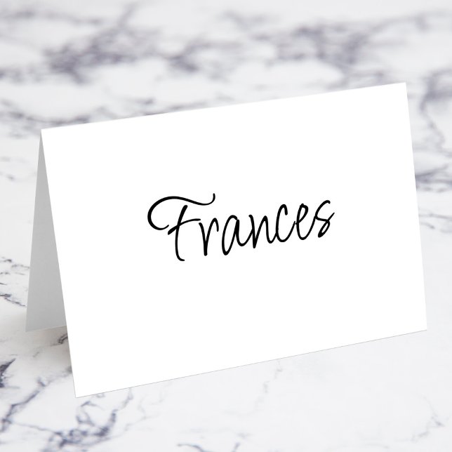 Cartões de Nome Individual de Lugares com Letra Mo (Modern Script Individual First Name Fold Your Own Place Cards)