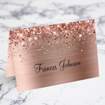 Cartões de Nome Individual Rose Gold Brilhante