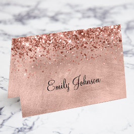 Cartões de Nome Individual Rose Gold Brilhante