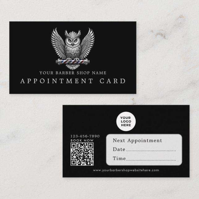 Cartões de Nomeação de Código Qr da Loja de Barbei (Frente/Verso)