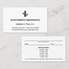 Cartões de nomeação de quiroprática para horários 