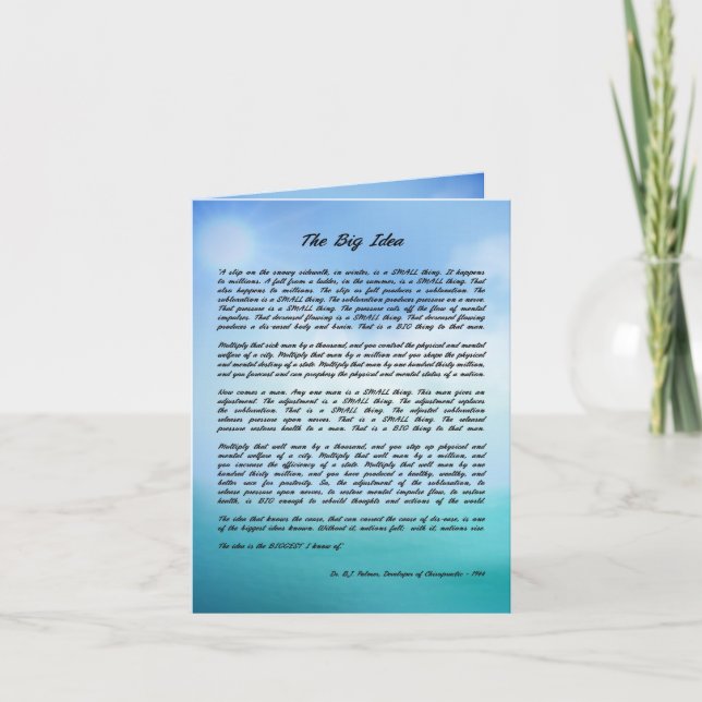 Cartões de Nota "A Grande Ideia" do Dr. B J Palmer (Frente)