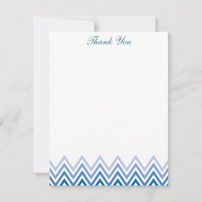 Cartões de Nota Azul Chic Ombre Chevron (Frente)