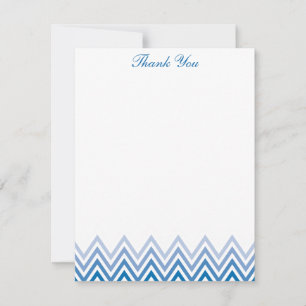 Cartões de Nota Azul Chic Ombre Chevron