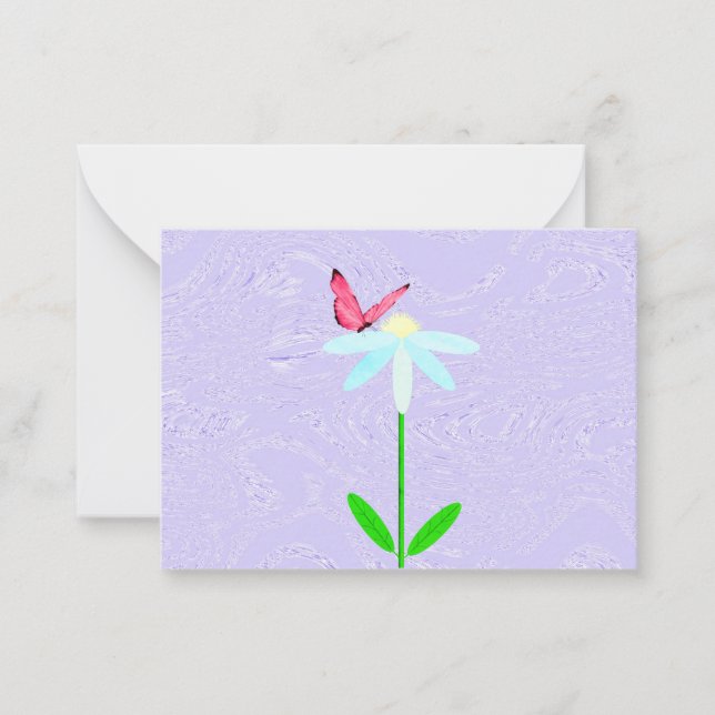 Cartões de Nota com Borboleta Rosa Azul (Frente)