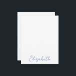 Cartões de Nota com Nome Personalizado em Letra El<br><div class="desc">Deslumbrantes em sua simplicidade,  estes cartões de nota personalizados com nome apresentam uma fonte estilo manuscrito. Em azul-marinho sobre branco. O nome é personalizável. Faz um presente maravilhoso para os feriados,  damas de honra,  formatura e mais. Parte de uma coleção da Parcel Studios.</div>