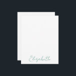 Cartões de Nota com Nome Personalizado em Letra El<br><div class="desc">Deslumbrantes em sua simplicidade,  estes cartões de nota personalizados com nome apresentam uma fonte estilo manuscrito. Em verde sobre branco. O nome é personalizável. Faz um presente maravilhoso para as festas de fim de ano,  damas de honra,  formatura e mais. Parte de uma coleção da Parcel Studios.</div>