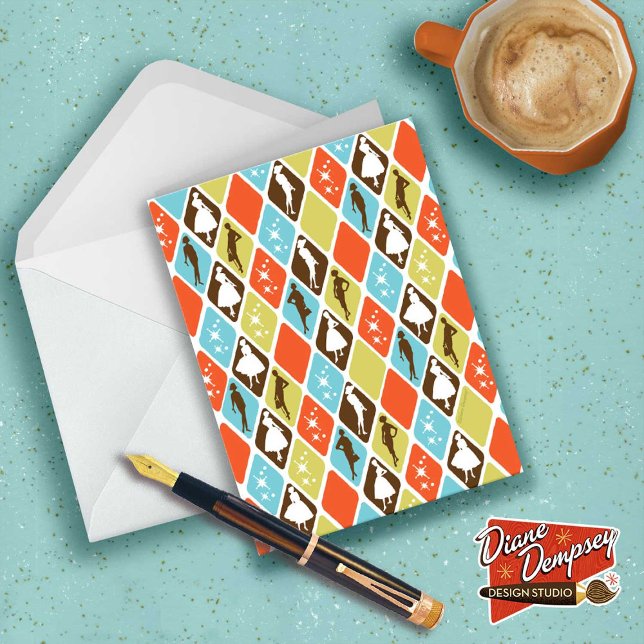 Cartões de nota da Moda do Século médio Silhouette (Criador carregado)