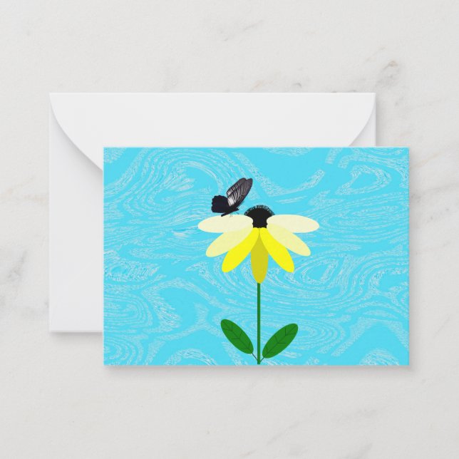Cartões de Nota Daisy com Fundo Azul (Frente)
