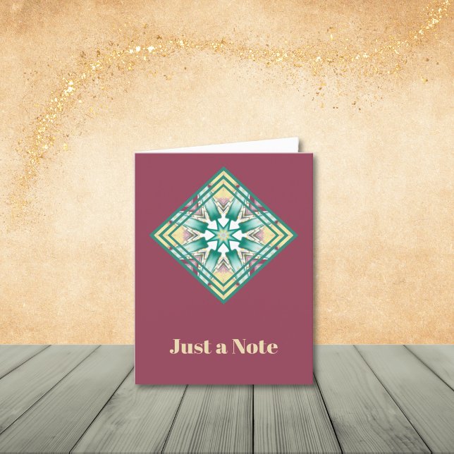 Cartões de Nota de abstrato Deco, Teal, Mauve e Cr (Personalize a greeting or name.)
