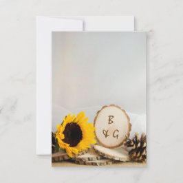 Cartões de Nota de Casamento Rustic Sunflower Natu