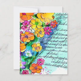 Cartões de Nota de Flores e Letras