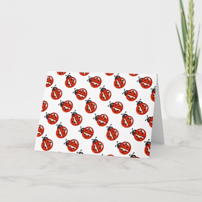 Cartões De Nota De Ladybug Vermelho E Branco (Frente)