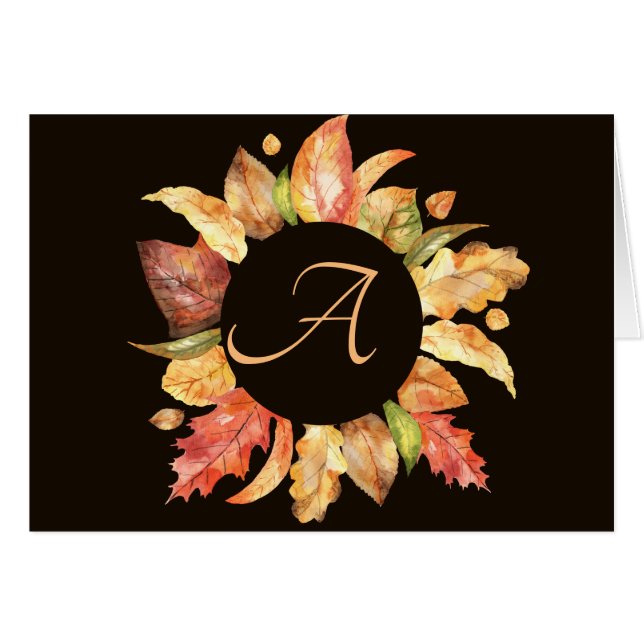 Cartões de Nota de Monograma de Quebra Simples de  (Frente Horizontal)