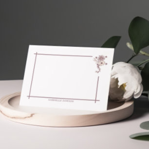 Cartões de Nota de Nome Floral Castanho