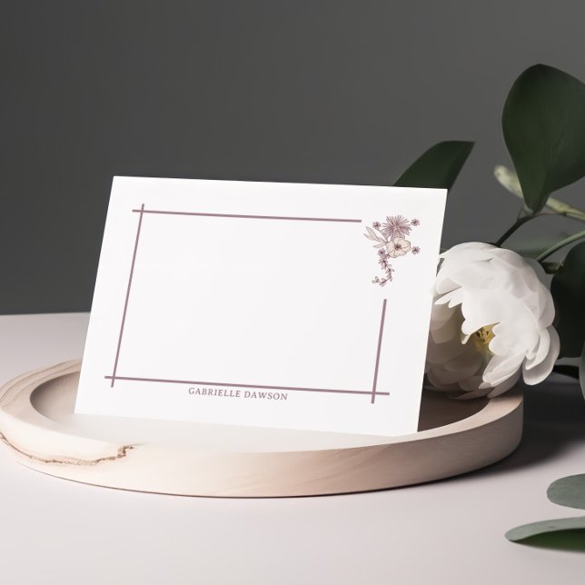 Cartões de Nota de Nome Floral Castanho (Criador carregado)