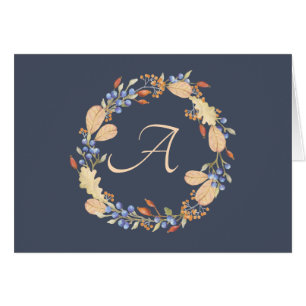 Cartões de Nota do Monograma de Script de Fall Azu
