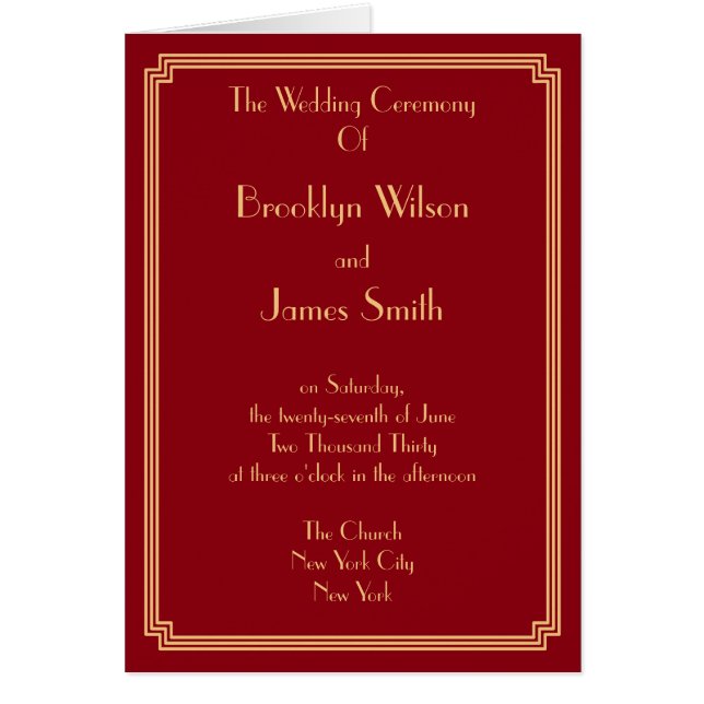 Cartões de Nota do Programa Casamento Vermelho de  (Frente)