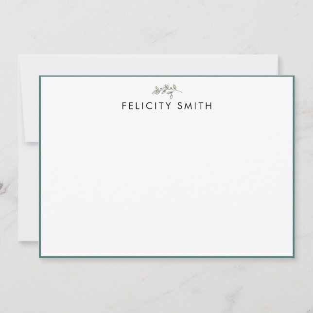 Cartões de Nota Elegante Flat Modern Botânico (Frente)