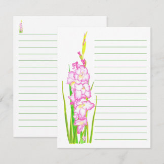 Cartões de Nota Florais em Aquarela Rosa