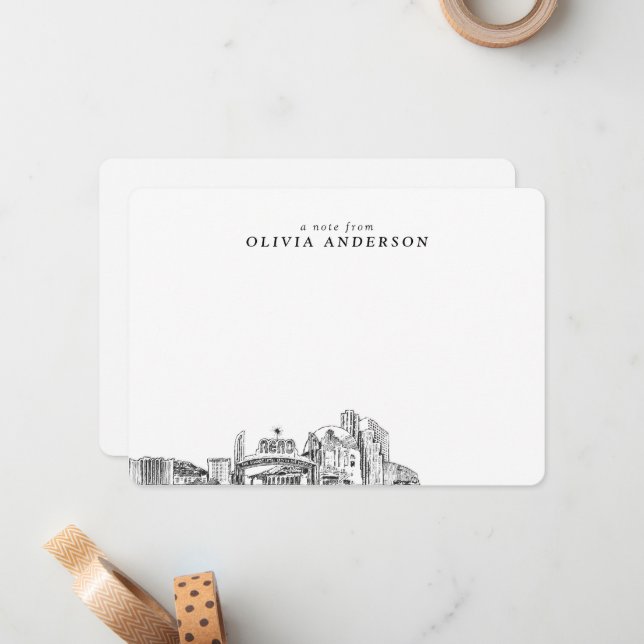 Cartões de Nota Moderna Personalizados pelo Skylin (Frente/Verso In Situ)