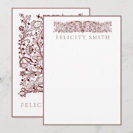 Cartões de Nota Padrão Botânico Vintage Elegante