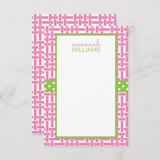 Cartões de Nota Personalizados Bamboo & Grosgrain (Frente/Verso)