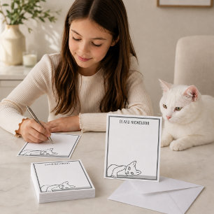 Cartões de Nota Personalizados Caprichosos Gatinho